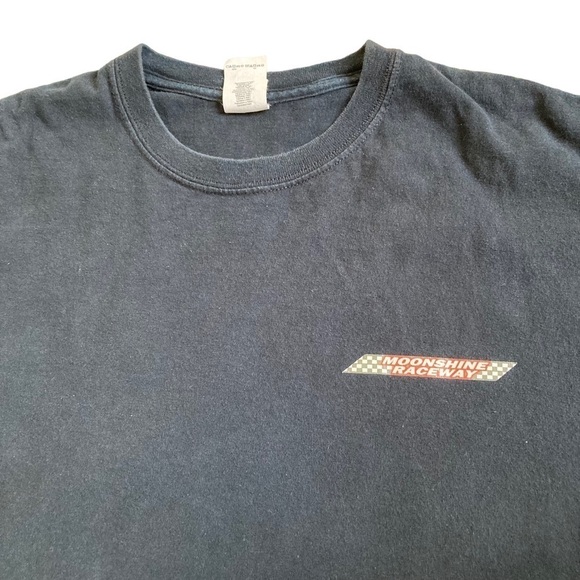 Men’s T-shirt Black Biker Skull Print ‘Moonshine Raceway’ Graphic Size L - Picture 6 of 10